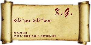 Köpe Gábor névjegykártya